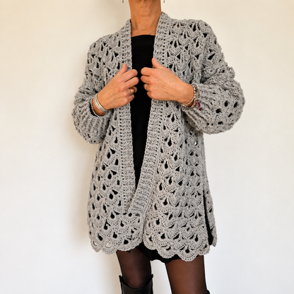 Lace Vibe Cardigan Crochet Pattern PDF + Video Tutorial | Openwork Crochet Cardigan Pattern | Women's Oversized Lace Sweater | Long Sleeve Crochet Cardigan | Digital Download