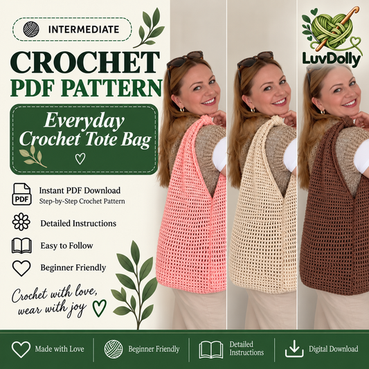 Everyday Crochet Tote Bag Pattern PDF | Easy Mesh Market Bag Crochet Pattern | Reusable Shoulder Bag | Beginner Friendly Crochet Pattern | Digital Download