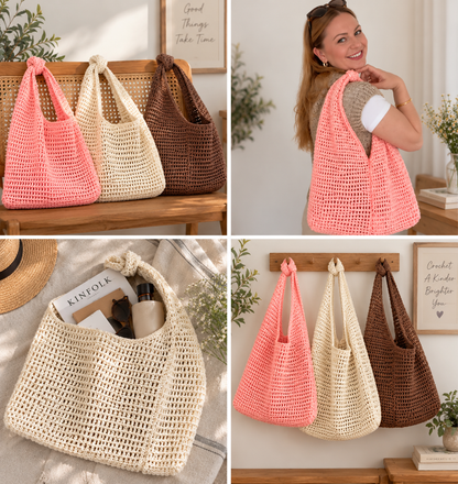 Everyday Crochet Tote Bag Pattern PDF | Easy Mesh Market Bag Crochet Pattern | Reusable Shoulder Bag | Beginner Friendly Crochet Pattern | Digital Download