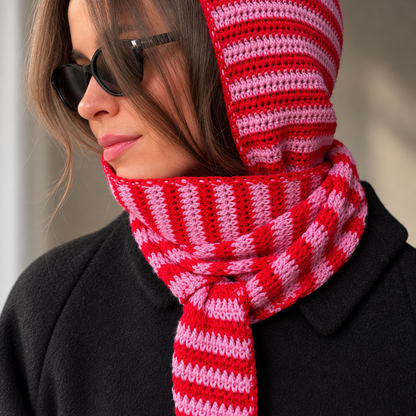 Mila Hood Scarf Crochet Pattern PDF | Hooded Scarf Crochet Pattern | Striped Crochet Hood & Neck Warmer | Cozy Winter Accessory | Digital Download