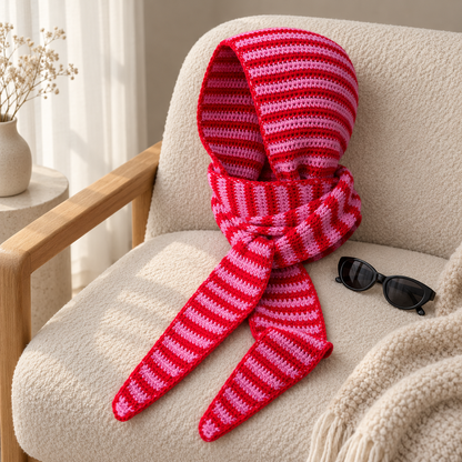 Mila Hood Scarf Crochet Pattern PDF | Hooded Scarf Crochet Pattern | Striped Crochet Hood & Neck Warmer | Cozy Winter Accessory | Digital Download