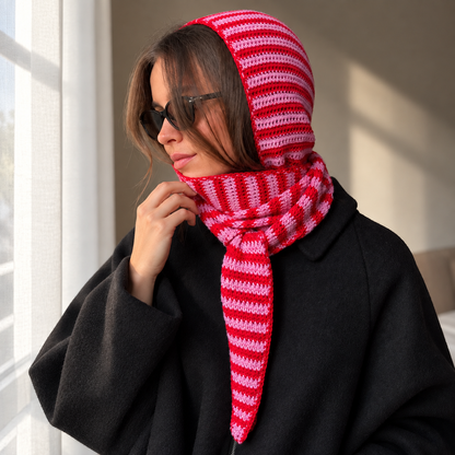 Mila Hood Scarf Crochet Pattern PDF | Hooded Scarf Crochet Pattern | Striped Crochet Hood & Neck Warmer | Cozy Winter Accessory | Digital Download