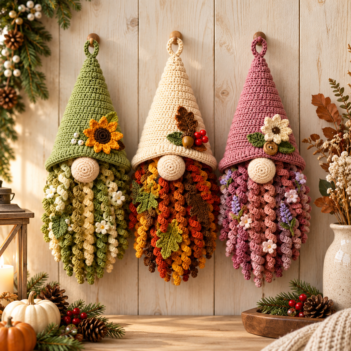 Crochet Fall Gnome Pattern PDF | Hanging Autumn Gnome Decor | Floral Gnome Amigurumi Pattern | Thanksgiving Crochet Decoration | Digital Download