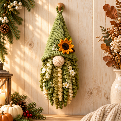 Crochet Fall Gnome Pattern PDF | Hanging Autumn Gnome Decor | Floral Gnome Amigurumi Pattern | Thanksgiving Crochet Decoration | Digital Download