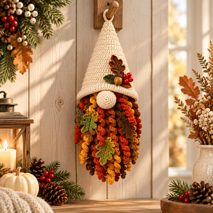 Crochet Fall Gnome Pattern PDF | Hanging Autumn Gnome Decor | Floral Gnome Amigurumi Pattern | Thanksgiving Crochet Decoration | Digital Download