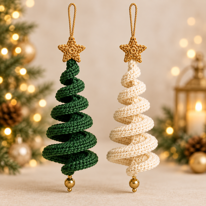 Crochet Christmas Tree Pattern PDF | Spiral Hanging Ornament Pattern | 3 Holiday Tree Styles | Christmas Crochet Decor | Digital Download