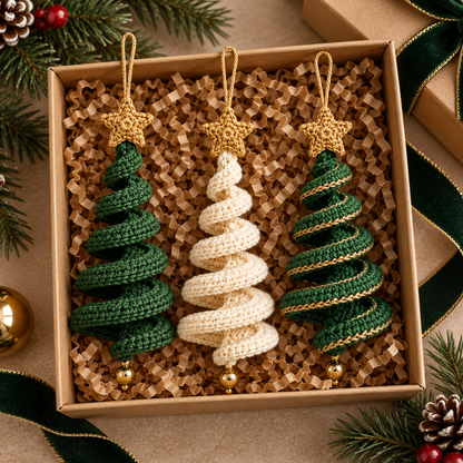 Crochet Christmas Tree Pattern PDF | Spiral Hanging Ornament Pattern | 3 Holiday Tree Styles | Christmas Crochet Decor | Digital Download