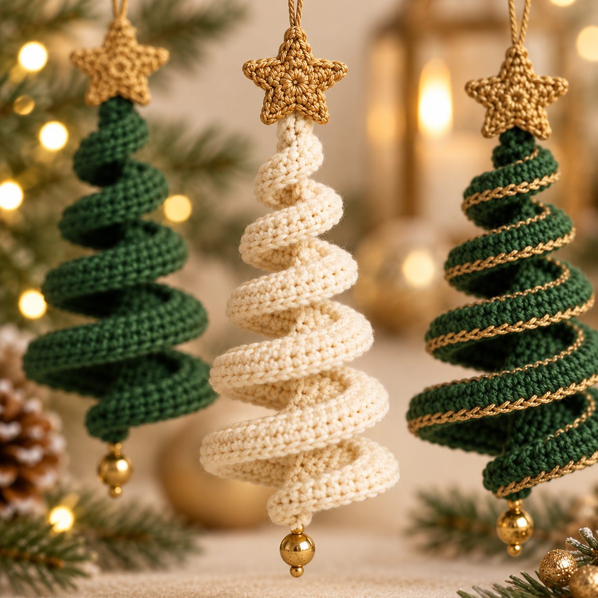 Crochet Christmas Tree Pattern PDF | Spiral Hanging Ornament Pattern | 3 Holiday Tree Styles | Christmas Crochet Decor | Digital Download