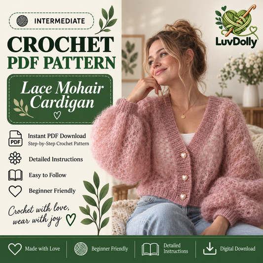 Lace Mohair Cardigan Crochet Pattern PDF | Fluffy Oversized V-Neck Cardigan | Women’s Crochet Sweater Pattern | Digital Download