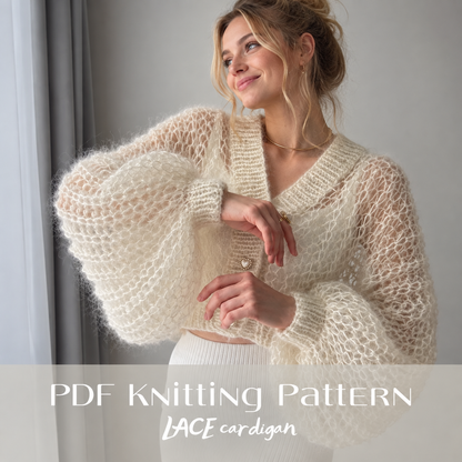 Lace Mohair Cardigan Crochet Pattern PDF | Fluffy Oversized V-Neck Cardigan | Women’s Crochet Sweater Pattern | Digital Download
