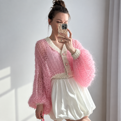 Lace Mohair Cardigan Crochet Pattern PDF | Fluffy Oversized V-Neck Cardigan | Women’s Crochet Sweater Pattern | Digital Download