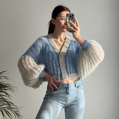 Lace Mohair Cardigan Crochet Pattern PDF | Fluffy Oversized V-Neck Cardigan | Women’s Crochet Sweater Pattern | Digital Download