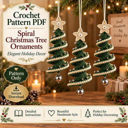 Christmas Tree Wind Spinner Crochet Pattern PDF | Spiral Hanging Tree Ornament | Holiday Christmas Decor | Instant Digital Download