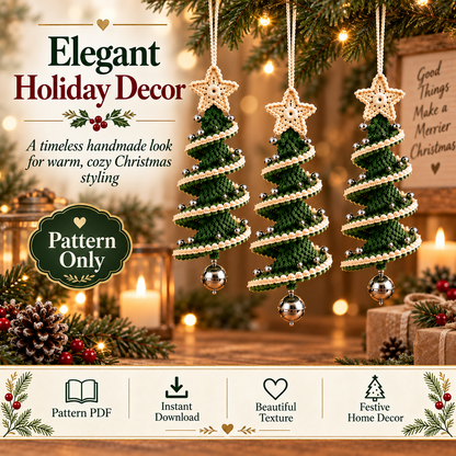 Christmas Tree Wind Spinner Crochet Pattern PDF | Spiral Hanging Tree Ornament | Holiday Christmas Decor | Instant Digital Download