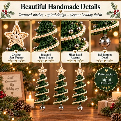 Christmas Tree Wind Spinner Crochet Pattern PDF | Spiral Hanging Tree Ornament | Holiday Christmas Decor | Instant Digital Download