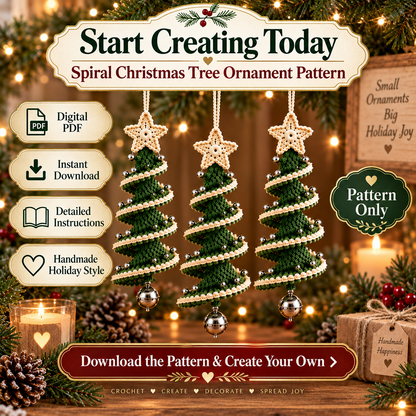 Christmas Tree Wind Spinner Crochet Pattern PDF | Spiral Hanging Tree Ornament | Holiday Christmas Decor | Instant Digital Download