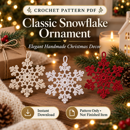 Crochet Snowflake Ornament Pattern PDF | Christmas Tree Decoration | Holiday Hanging Decor | Beginner Friendly Crochet Pattern