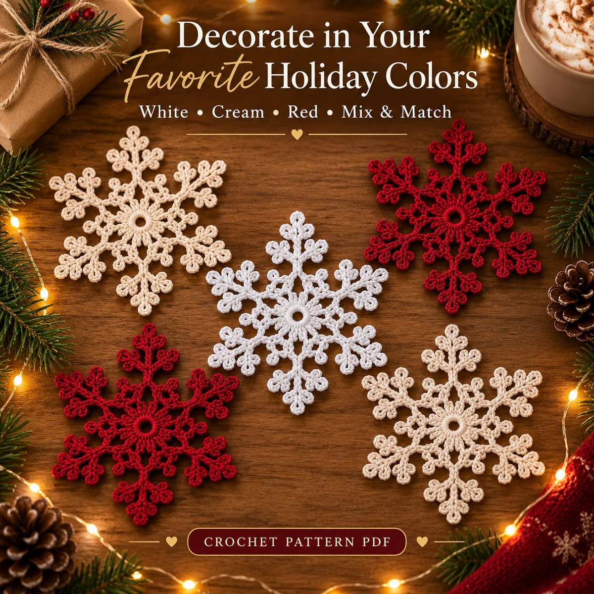 Crochet Snowflake Ornament Pattern PDF | Christmas Tree Decoration | Holiday Hanging Decor | Beginner Friendly Crochet Pattern