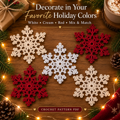 Crochet Snowflake Ornament Pattern PDF | Christmas Tree Decoration | Holiday Hanging Decor | Beginner Friendly Crochet Pattern