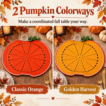 Pumpkin Placemat Crochet Pattern PDF | Fall & Thanksgiving Table Decor | Autumn Pumpkin Table Mat | Harvest Crochet Home Decor | Digital Download