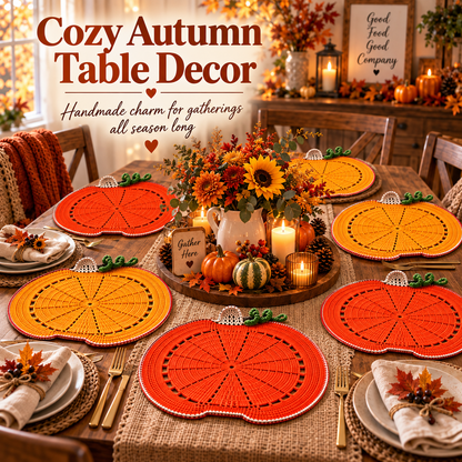 Pumpkin Placemat Crochet Pattern PDF | Fall & Thanksgiving Table Decor | Autumn Pumpkin Table Mat | Harvest Crochet Home Decor | Digital Download