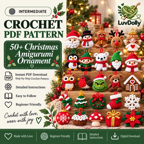 50 Christmas Crochet Ornament Patterns PDF | Holiday Amigurumi Bundle | Tree Decorations Digital Download