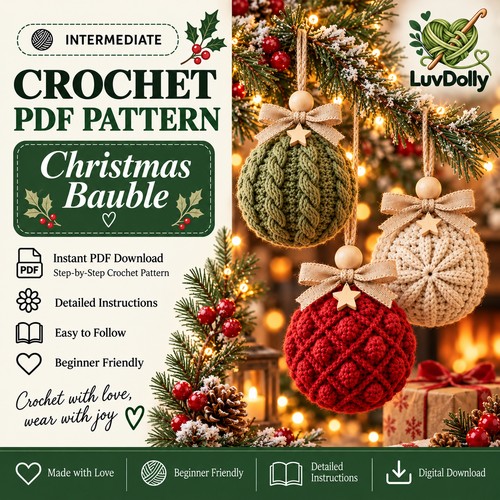 3-in-1 Crochet Christmas Bauble Pattern PDF | Cable & Textured Ornament Bundle | Christmas Tree Decorations