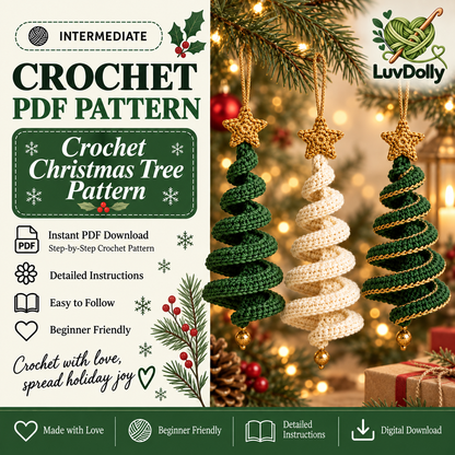 Crochet Christmas Tree Pattern PDF | Spiral Hanging Ornament Pattern | 3 Holiday Tree Styles | Christmas Crochet Decor | Digital Download