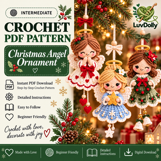 Crochet Angel Ornament Pattern PDF | Christmas Angel Amigurumi Dolls | Hanging Tree Decorations | Holiday Crochet Pattern