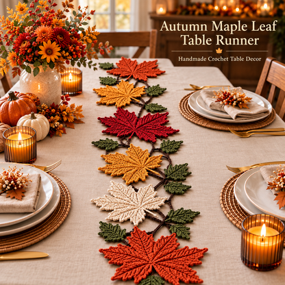 Autumn Maple Leaf Table Runner Crochet Pattern PDF | Fall Leaf Garland | Thanksgiving Table Decor | Digital Download