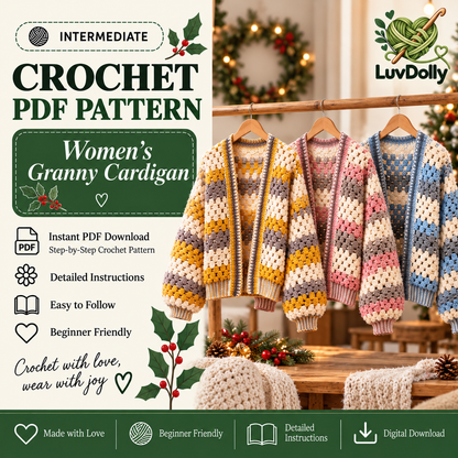 Crochet Cardigan Pattern PDF | Women’s Granny Cardigan | Easy Crochet Sweater Digital Download