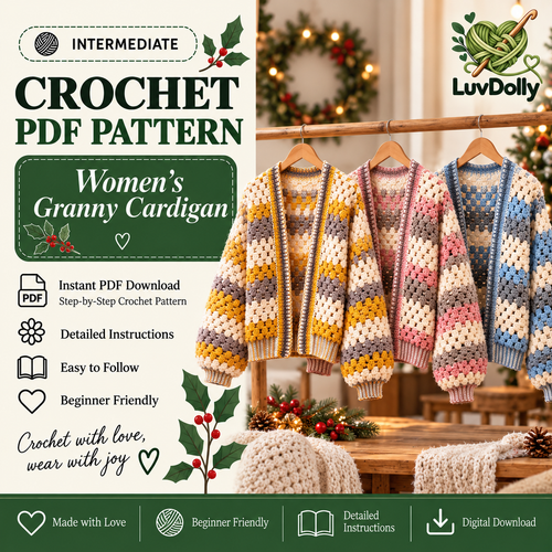 Crochet Cardigan Pattern PDF | Women’s Granny Cardigan | Easy Crochet Sweater Digital Download