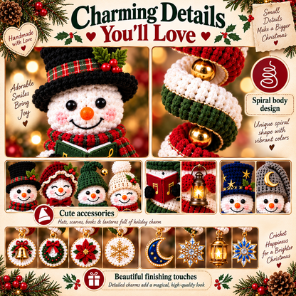8 Snowman Wind Spinner Crochet Patterns PDF | Christmas Spiral Hanging Ornaments | Holiday Snowman Decor | 4 Languages Included