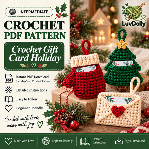 3-in-1 Christmas Gift Card Holder Crochet Pattern PDF | Santa Mitten, Tree & Envelope Designs | Holiday Ornament Digital Download