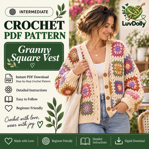 Granny Square Vest Crochet Pattern PDF | Boho Layering Vest | Digital Download