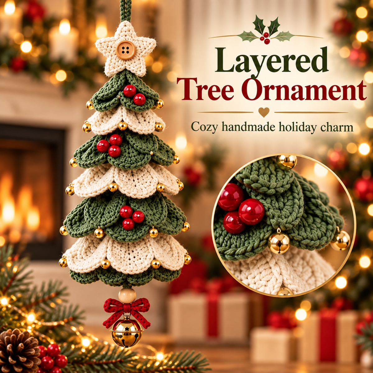3-in-1 Christmas Crochet Ornament Pattern Bundle PDF | Spiral Tree, Bauble & Christmas Tree Hanging Decor | Instant Download