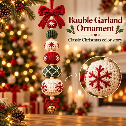 3-in-1 Christmas Crochet Ornament Pattern Bundle PDF | Spiral Tree, Bauble & Christmas Tree Hanging Decor | Instant Download