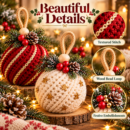 5-in-1 Christmas Bauble Crochet Pattern PDF | Twisted Rib Ornament Bundle | Crochet Christmas Tree Decorations | Holiday Decor Digital Download