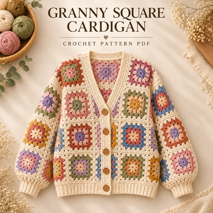 Granny Square Vest Crochet Pattern PDF | Boho Layering Vest | Digital Download
