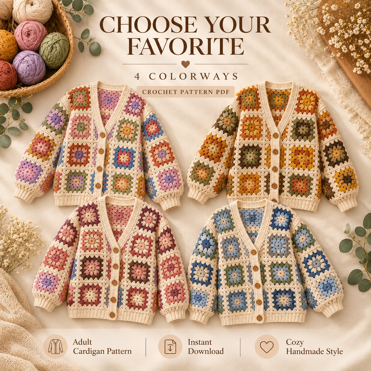 Granny Square Vest Crochet Pattern PDF | Boho Layering Vest | Digital Download