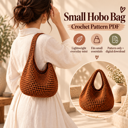 Crochet Hobo Bag Pattern PDF | Slouchy Boho Shoulder Bag | 3 Sizes Small Medium Large | Market Tote Digital Download