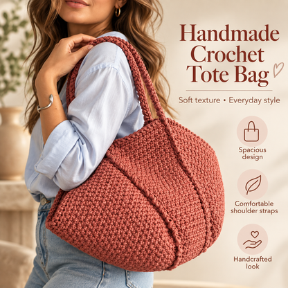 Crochet Tote Bag Pattern PDF | Everyday Shoulder Bag | Handmade Market & Summer Purse | Easy Crochet Bag Digital Download