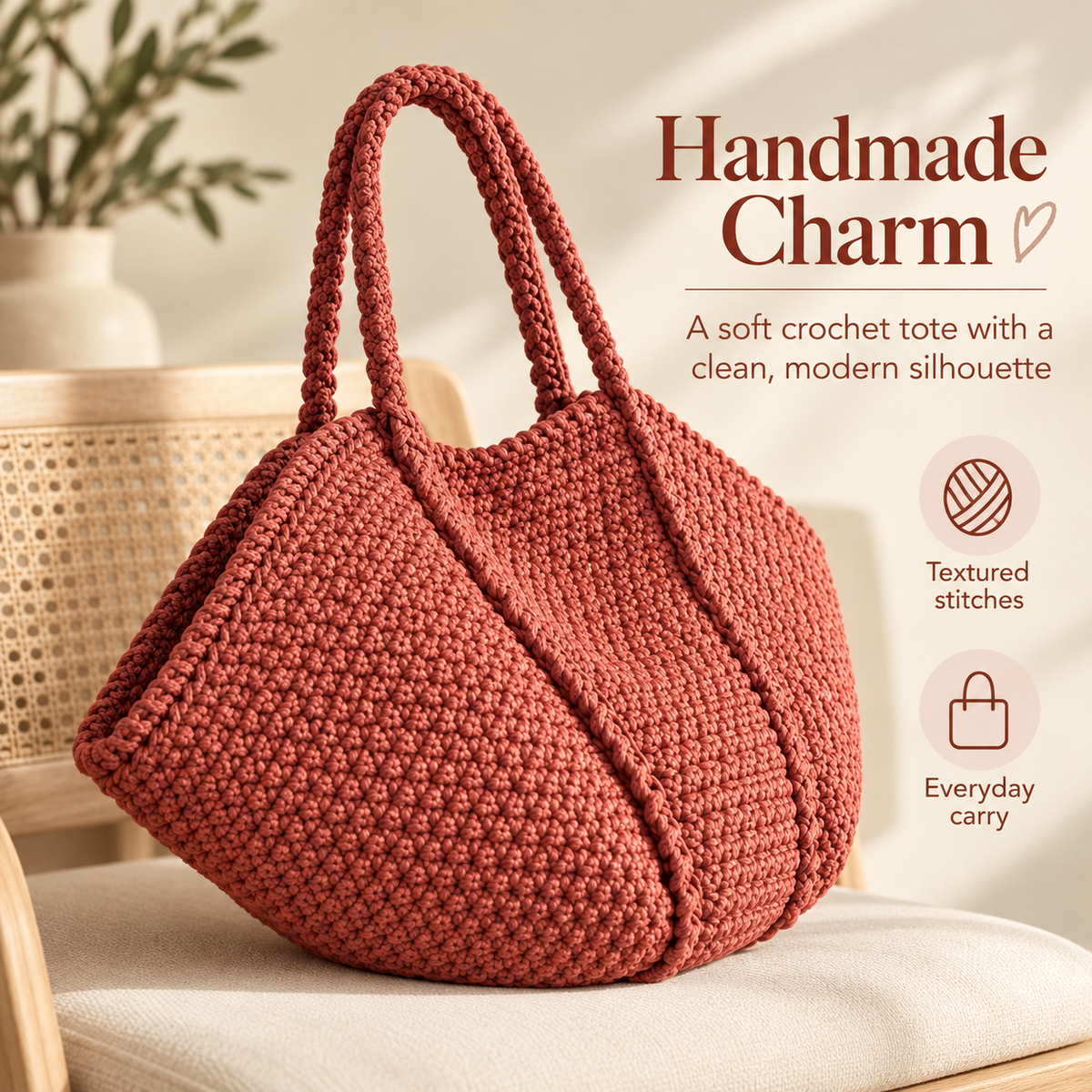 Crochet Tote Bag Pattern PDF | Everyday Shoulder Bag | Handmade Market & Summer Purse | Easy Crochet Bag Digital Download