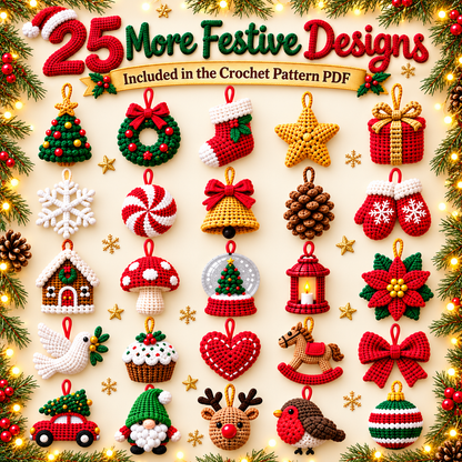 50 Christmas Crochet Ornament Patterns PDF | Holiday Amigurumi Bundle | Tree Decorations Digital Download