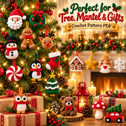 50 Christmas Crochet Ornament Patterns PDF | Holiday Amigurumi Bundle | Tree Decorations Digital Download