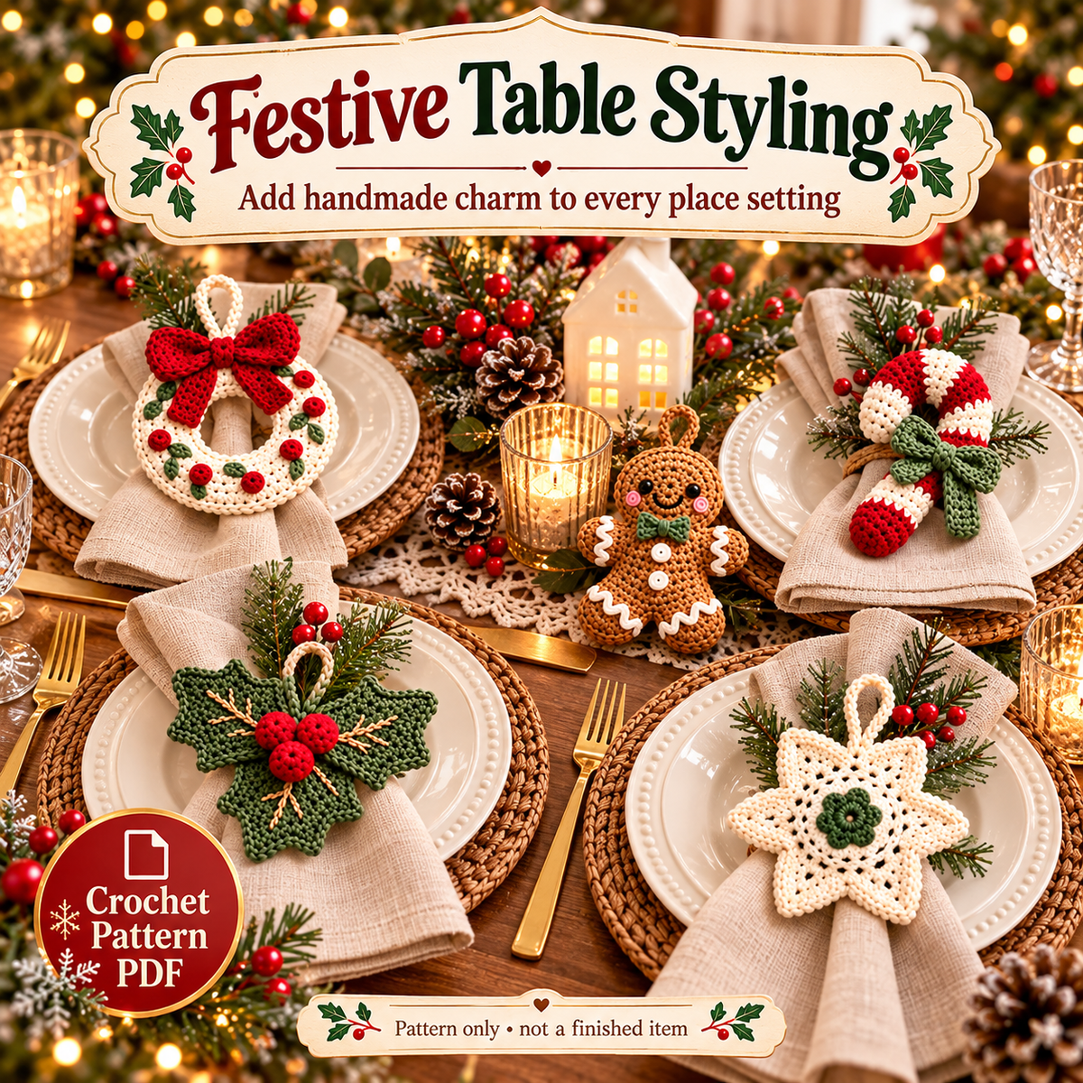 10-in-1 Christmas Crochet Ornament Pattern Bundle PDF | Santa, Reindeer, Penguin, Tree & Holiday Decorations | Digital Download