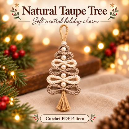 Crochet Christmas Tree Ornament Pattern PDF | 4 Loop Tree Designs | Pearl & Tassel Ornament Digital Download