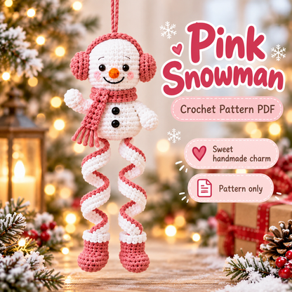 5-in-1 Snowman Crochet Ornament Pattern PDF | Christmas Spiral Hanging Decorations | Amigurumi Snowmen | Holiday Digital Download