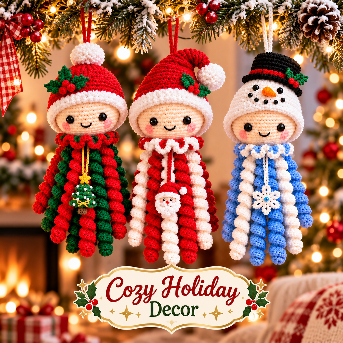 3-in-1 Christmas Jellyfish Crochet Pattern PDF | Santa Snowman & Holly Holiday Amigurumi3-in-1 Christmas Jellyfish Crochet Pattern PDF | Santa Snowman & Holly Holiday Amigurumi