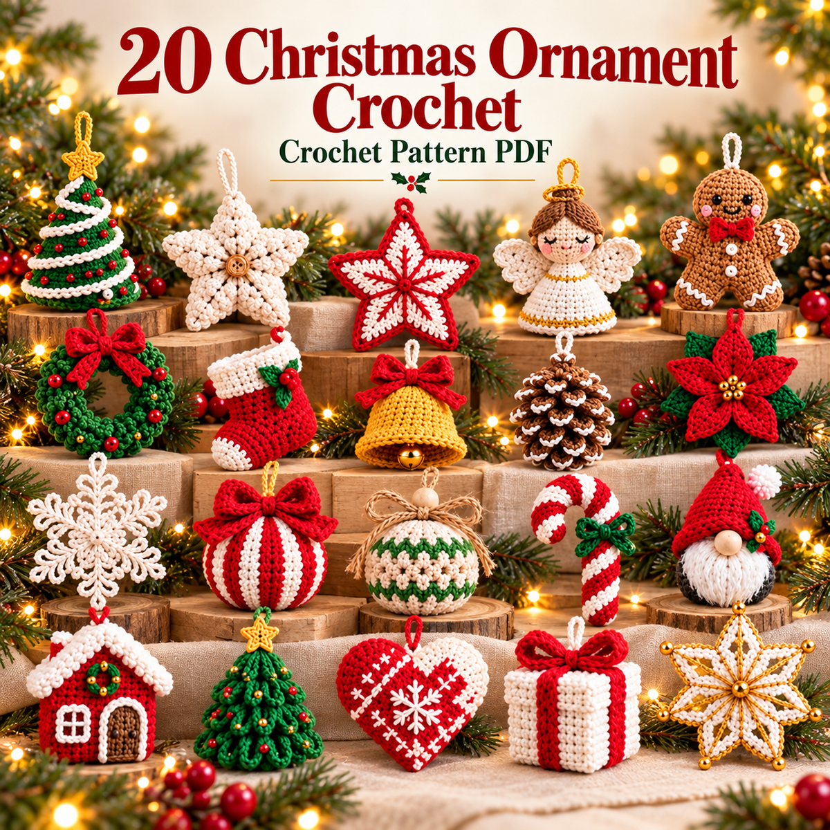 20 Christmas Ornament Crochet Patterns PDF | Stars, Angel, Gnome & Holiday Decor Bundle